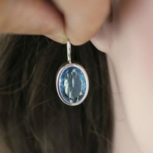 Aquamarine blue silver earrings